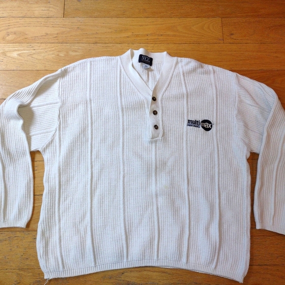 Multi Max by Cinemax Vintage Knit Cotton Henley Sweater - VCC Vantage - Size XL. - Picture 1 of 3